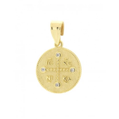 9K Χρυσό Κωνσταντινάτο Διπλής όψης με Ζιργκόν KN67IG