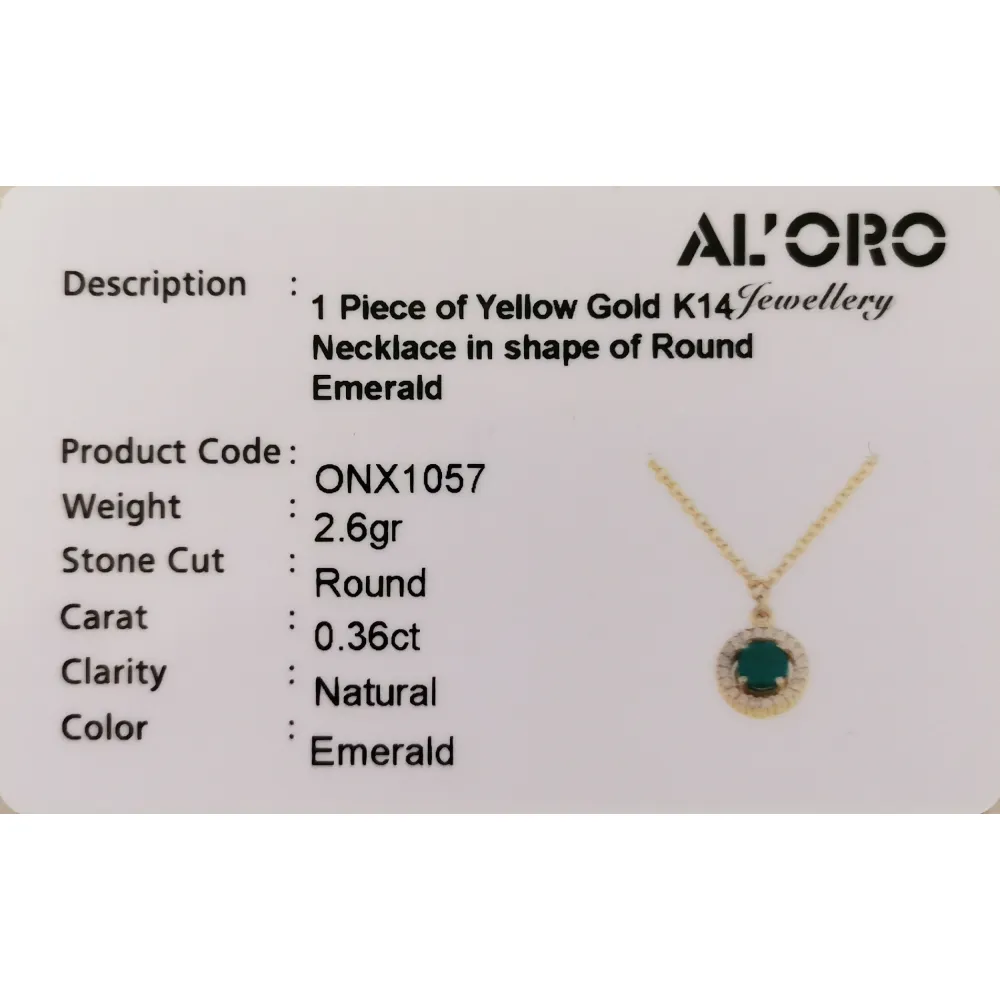 14K Χρυσό Κολιέ με Σμαράγδι & Ζιργκόν KONX1057