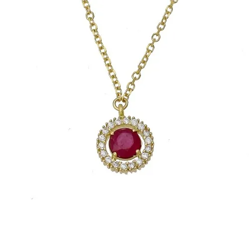 18K Χρυσό Κολιέ με Ρουμπίνι & Ζιργκον KONX1067