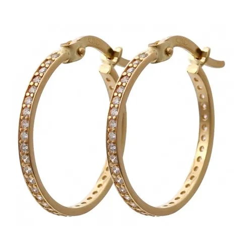 14K Χρυσά Σκουλαρίκια Κρίκοι με Ζιργκόν KR6047O