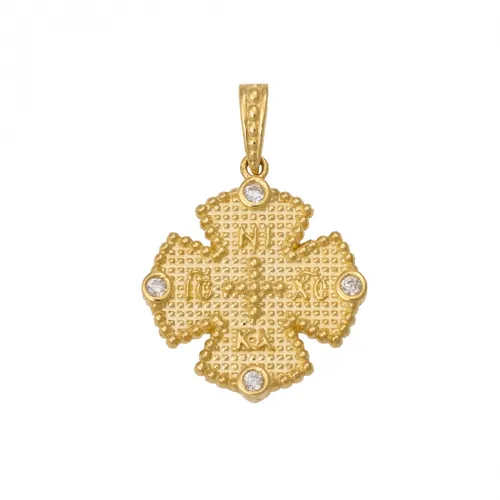 14K, Χρυσό Κωνσταντινάτο, Διπλής Όψεως με Ζιργκόν MT190VR