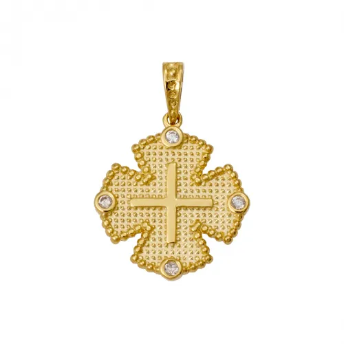 14K, Χρυσό Κωνσταντινάτο, Διπλής Όψεως με Ζιργκόν MT190VR