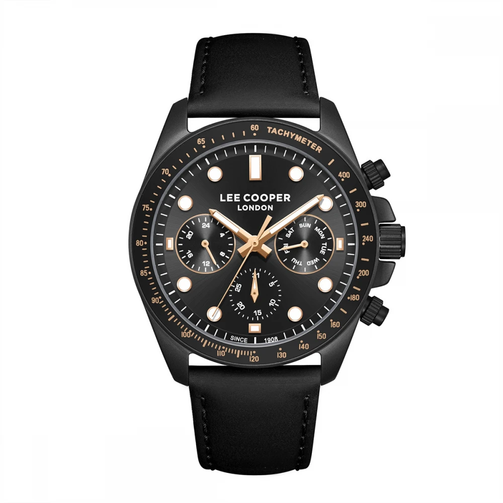 LEE COOPER Multifunction με Μαύρο Δερμάτινο Λουράκι LC08233.651