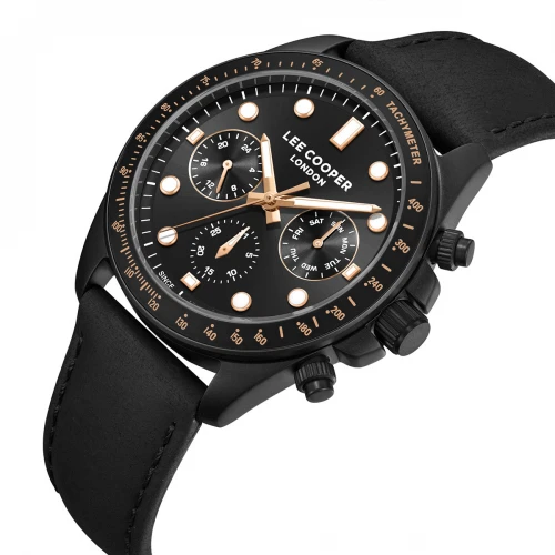 LEE COOPER Multifunction με Μαύρο Δερμάτινο Λουράκι LC08233.651