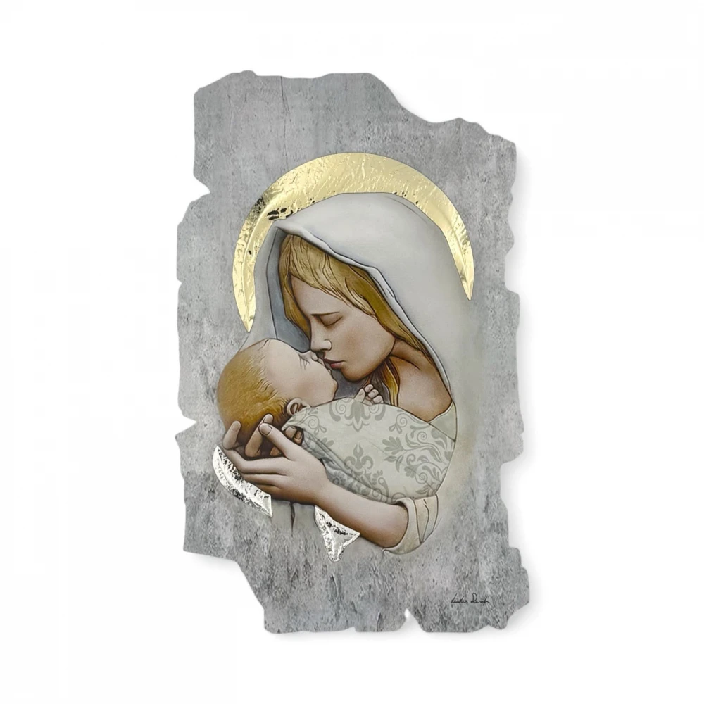 Θρησκευτική Εικόνα  ΠΑΝΑΓΙΑ & ΧΡΙΣΤΟΣ Πάνω σε Ξύλο με την τεχνική της Νωπογραφίας ( Fresco ) LE-08.47372