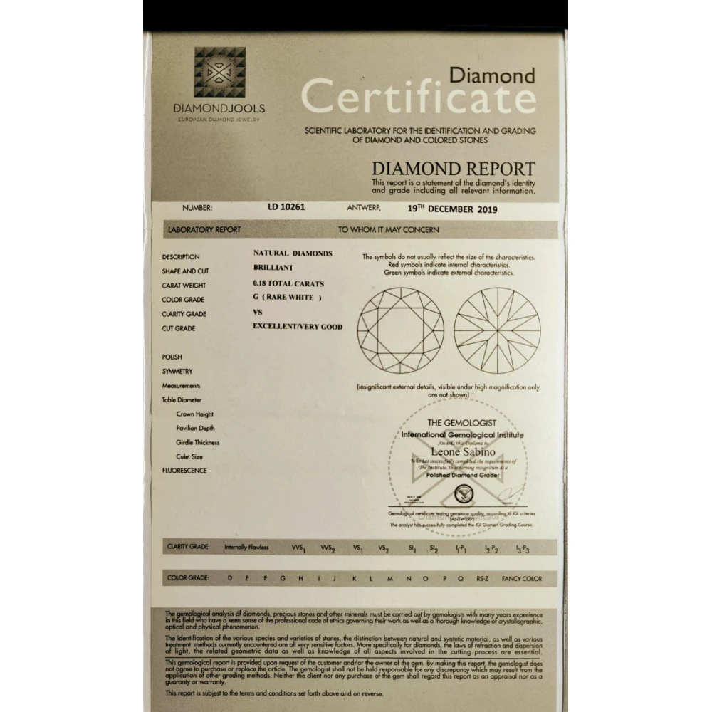 18Κ Λευκόχρυσα Σκουλαρίκια με Διαμάντι LE179