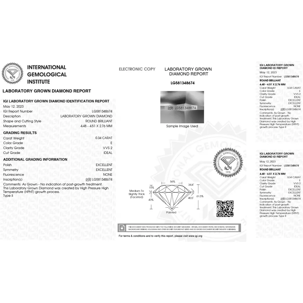 18K Μονόπετρο Δαxτυλίδι Αρραβώνων με Οικολογικό Lab Grown Διαμάντι .34ct LAB8674