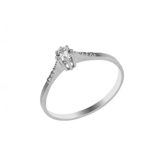 14K Λευκόχρυσο Μονόπετρο Δαχτυλίδι Αρραβώνων με Οικολογικό Διαμάντι LGD27313