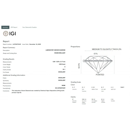 18K Λευκόχρυσο Μονόπετρο Δαxτυλίδι Αρραβώνων με Οικολογικό Διαμάντι LGD34310