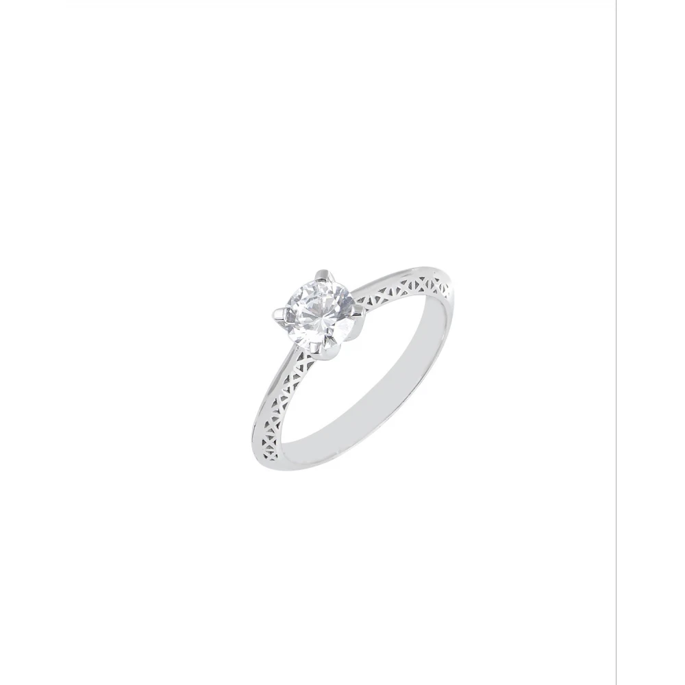 18K Λευκόχρυσο Μονόπετρο Δαxτυλίδι Αρραβώνων με Οικολογικό Διαμάντι LGD34313