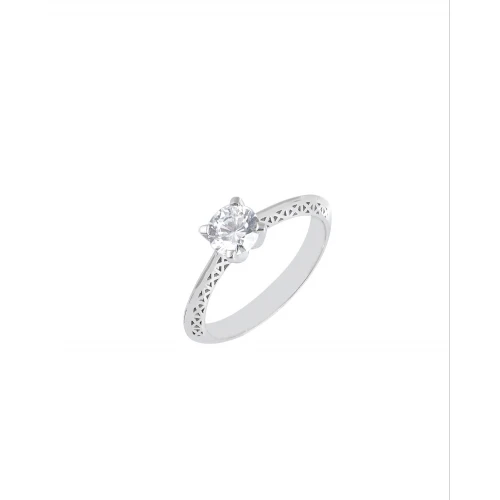 18K Λευκόχρυσο Μονόπετρο Δαxτυλίδι Αρραβώνων με Οικολογικό Διαμάντι LGD34313