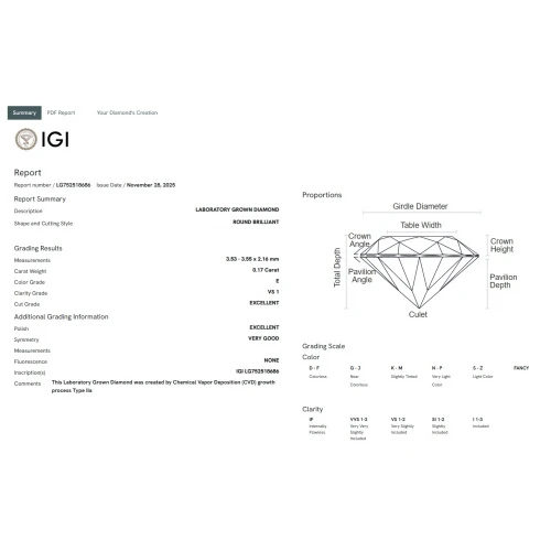 18K Λευκόχρυσο Μονόπετρο Δαxτυλίδι Αρραβώνων με Οικολογικό Διαμάντι LGD36391L