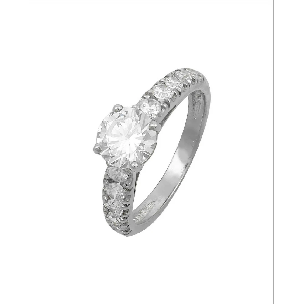 18K Λευκόχρυσο Μονόπετρο Δαxτυλίδι Αρραβώνων με Οικολογικά Διαμάντια LGD52683L