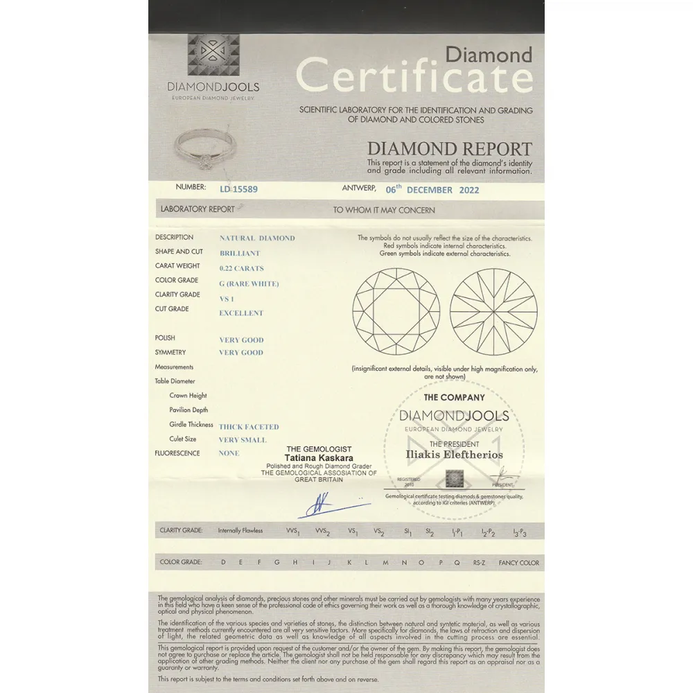 18K Μονόπετρο Δαxτυλίδι Αρραβώνων με Διαμάντι LR099