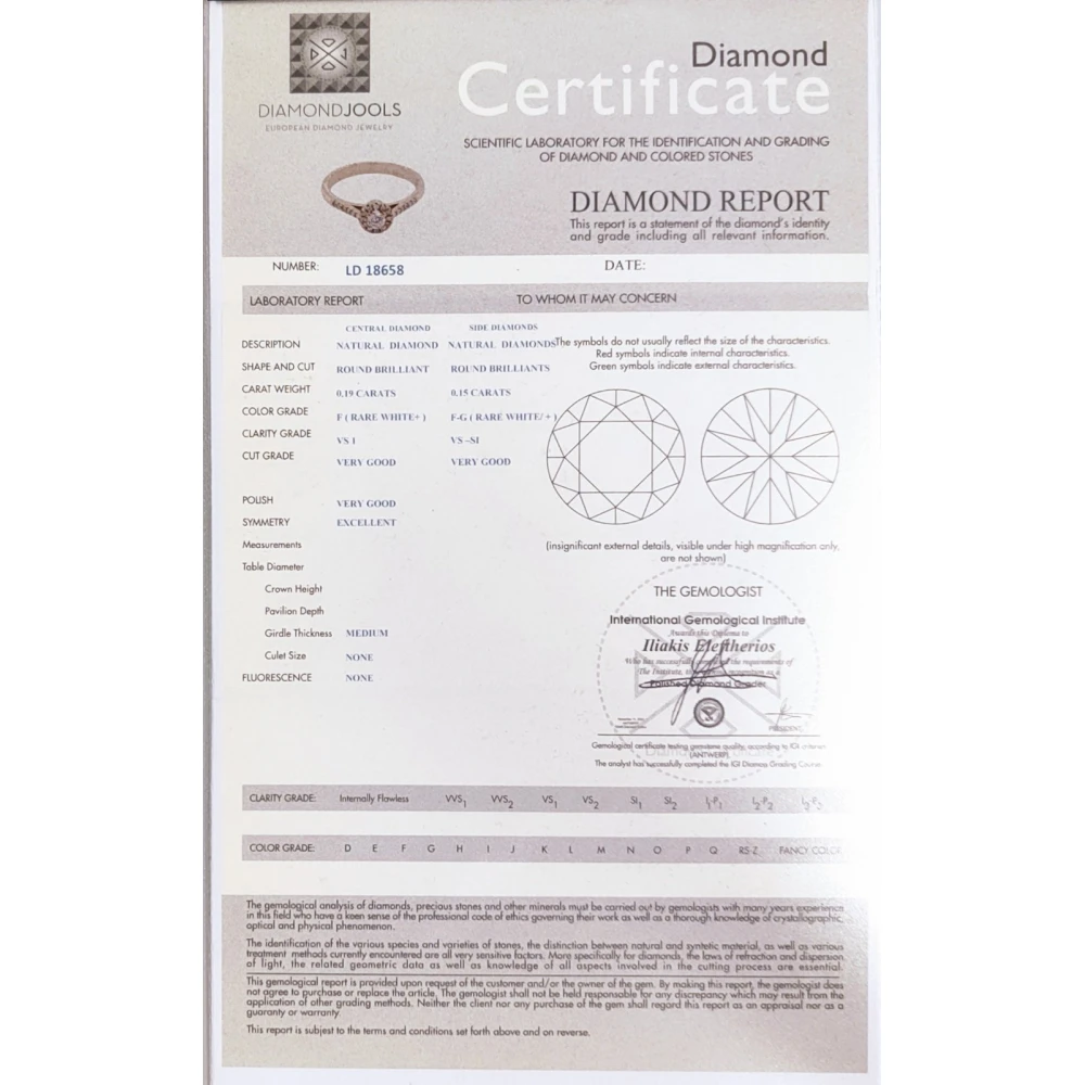 18K Λευκόχρυσο Μονόπετρο Δαxτυλίδι Αρραβώνων με Διαμάντια LRW351
