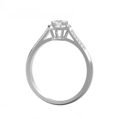 18K Λευκόχρυσο Μονόπετρο Δαxτυλίδι Αρραβώνων με Διαμάντια LRW351