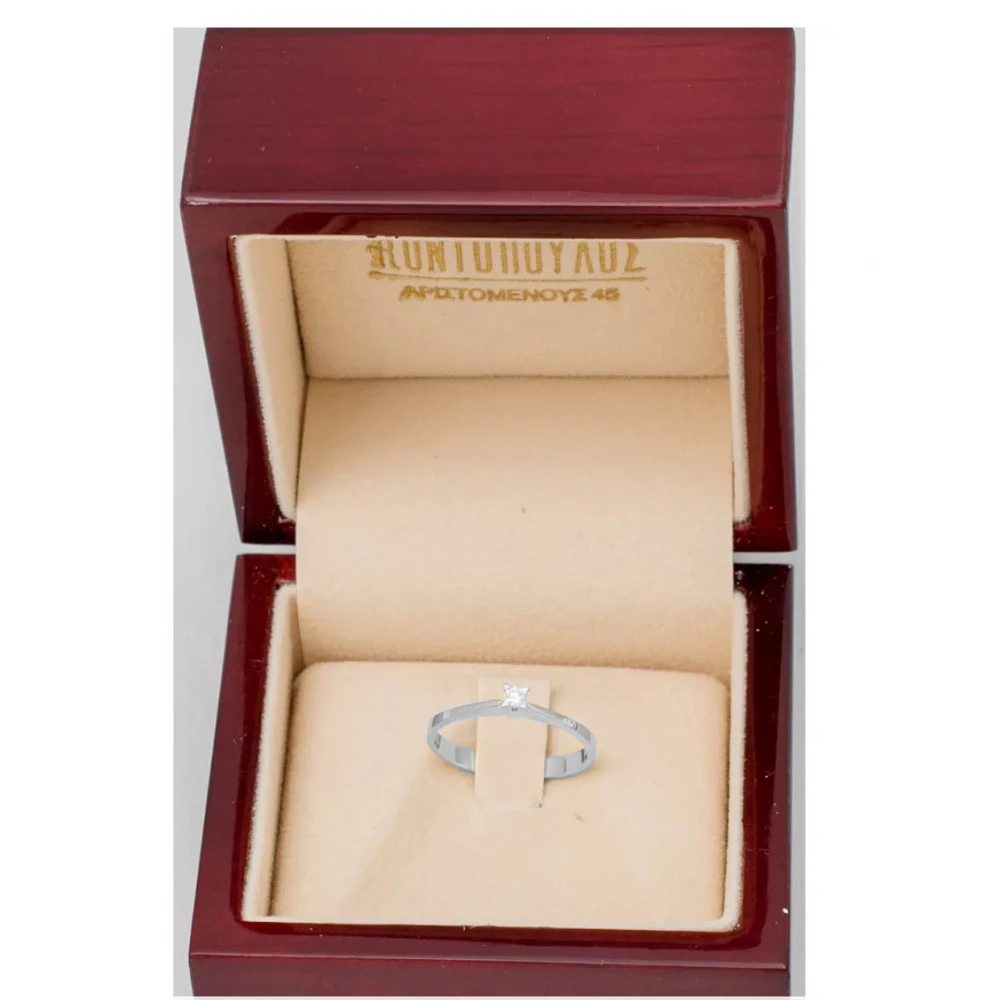 18K Λευκόχρυσο Μονόπετρο Δαxτυλίδι Αρραβώνων με Διαμάντι LR383W