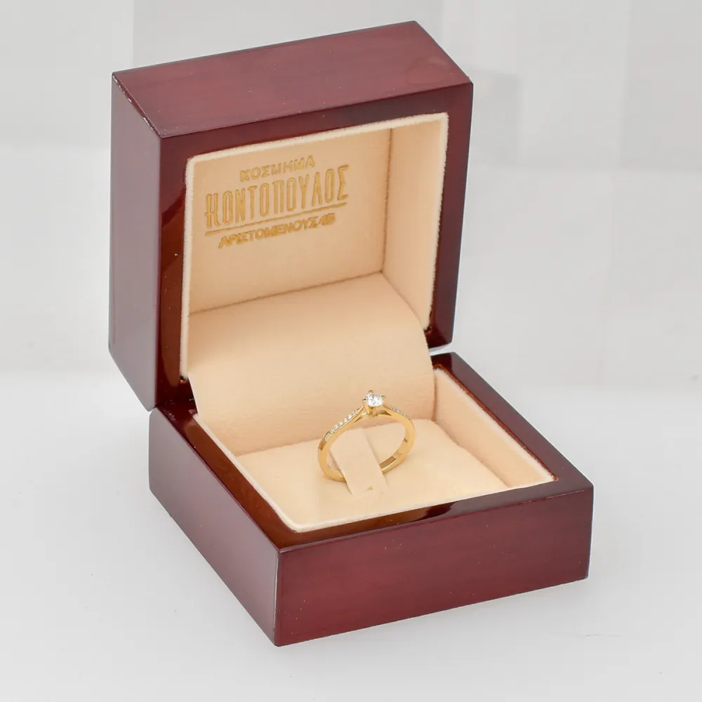 14K Χρυσό Μονόπετρο Δαxτυλίδι Αρραβώνων με Διαμάντι LR385G14