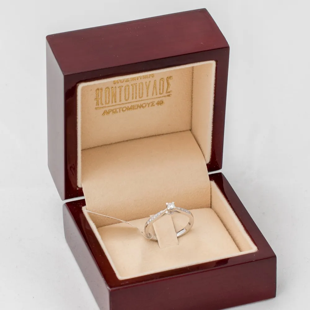 18K Λευκόχρυσο Μονόπετρο Δαxτυλίδι Αρραβώνων με Διαμάντι LR387