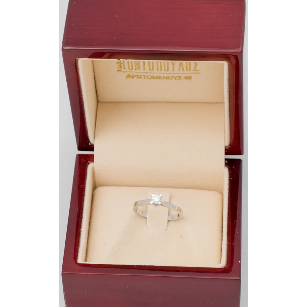 18K Λευκόχρυσο Μονόπετρο Δαxτυλίδι Αρραβώνων με Διαμάντι LR402W