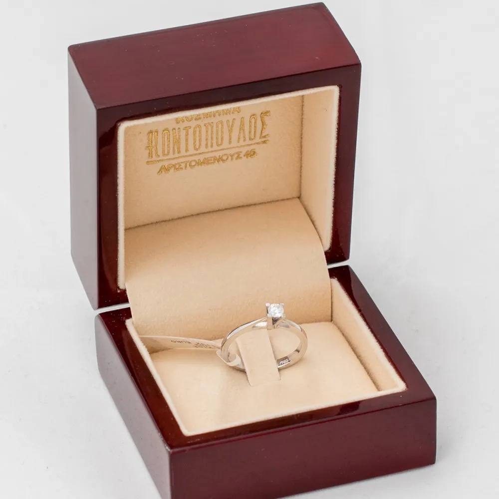 18K Λευκόχρυσο Μονόπετρο Δαxτυλίδι Αρραβώνων με Διαμάντι LR444