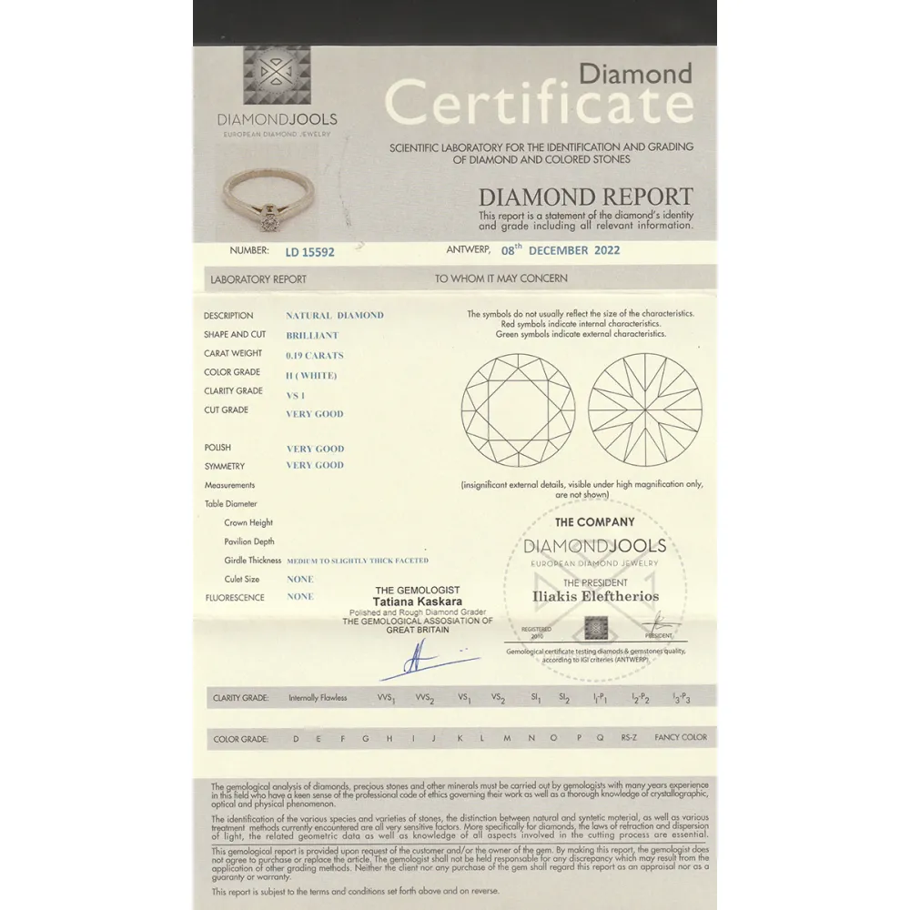 18K Μονόπετρο Δαxτυλίδι Αρραβώνων με Διαμάντι LR461