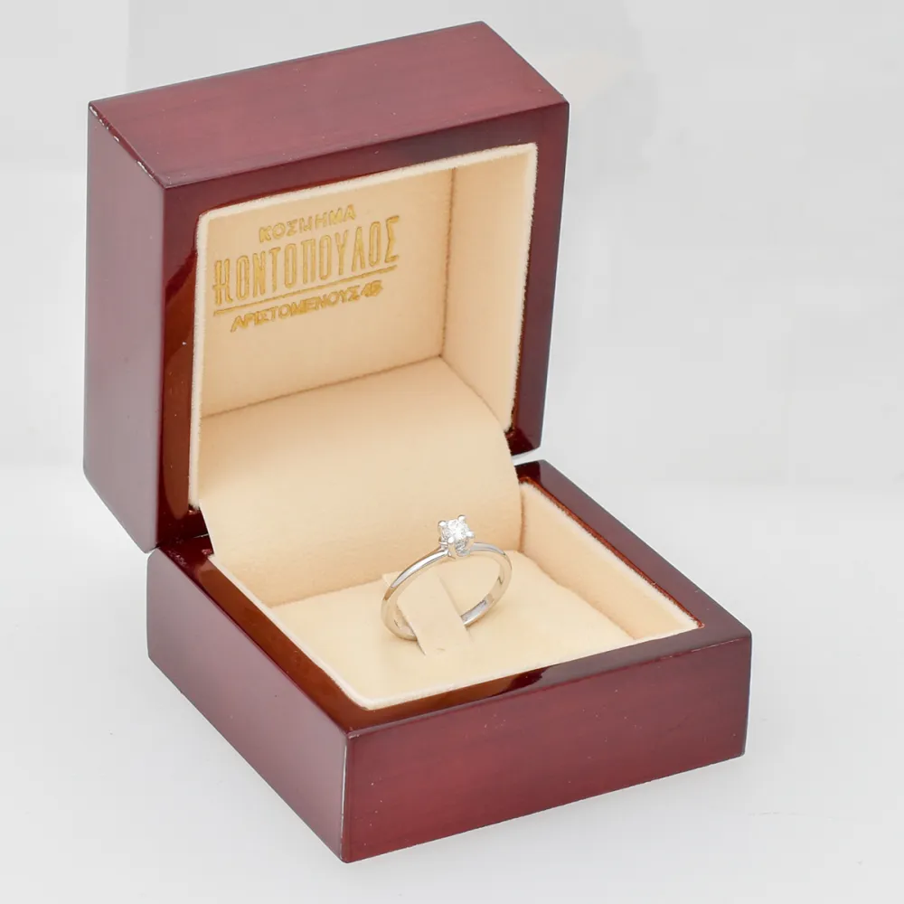 18K Λευκόχρυσο Μονόπετρο Δαxτυλίδι Αρραβώνων με Διαμάντι LR477