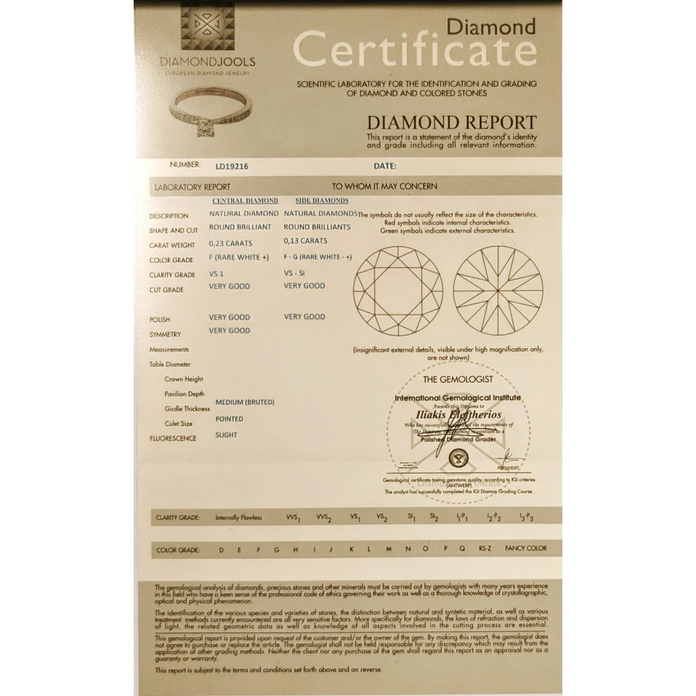 18K Λευκόχρυσο Μονόπετρο Δαxτυλίδι Αρραβώνων με Διαμάντι LR478