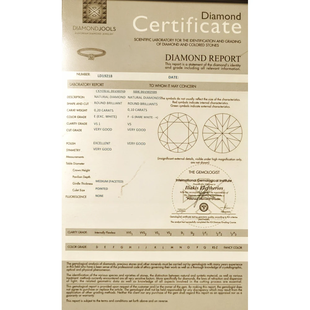 18K Λευκόχρυσο Μονόπετρο Δαxτυλίδι Αρραβώνων με Διαμάντι LR502