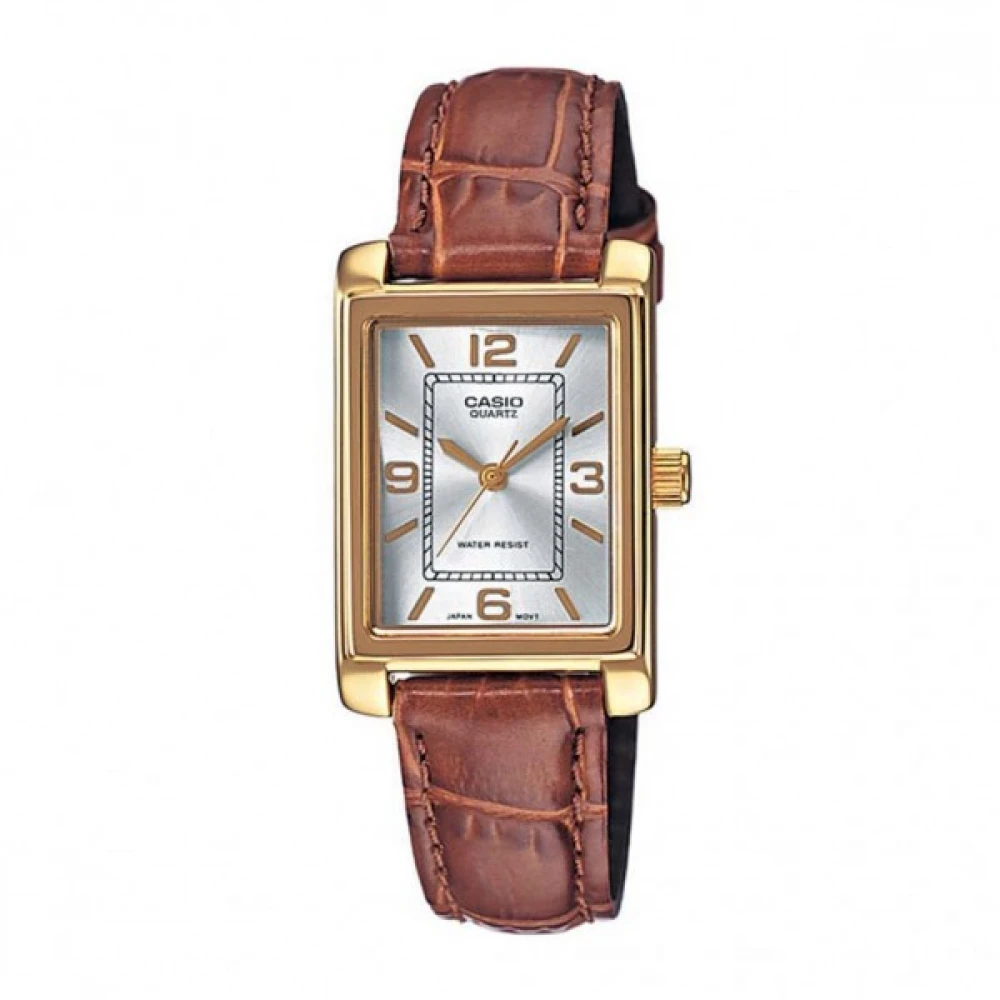 CASIO Standard με Καφέ Δερμάτινο Λουράκι LTP-1234PGL-7AEF