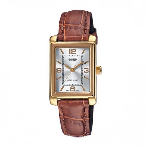 CASIO Standard με Καφέ Δερμάτινο Λουράκι LTP-1234PGL-7AEF