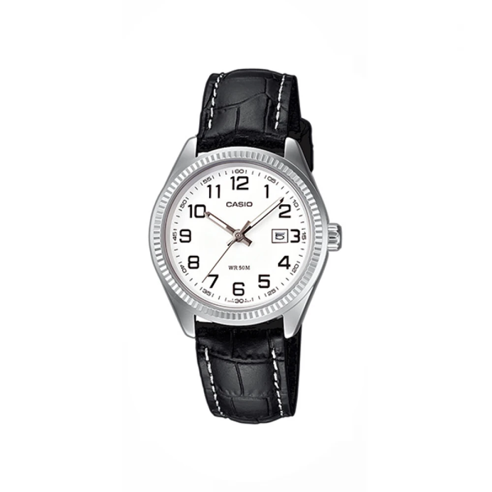 CASIO Collection με Μαύρο Δερμάτινο Λουράκι LTP-1302PL-7BVEG