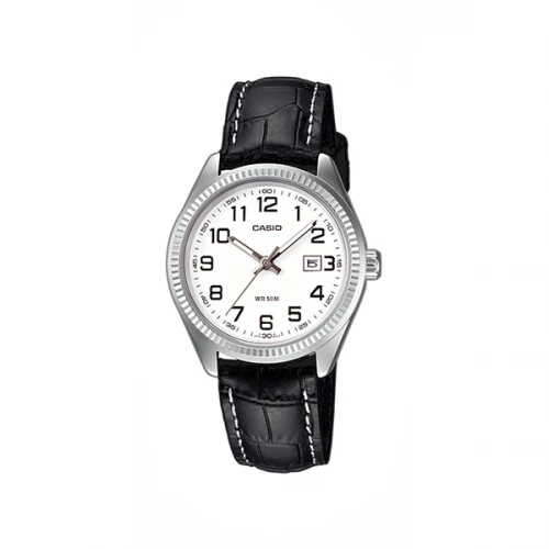 CASIO Collection με Μαύρο Δερμάτινο Λουράκι LTP-1302PL-7BVEG