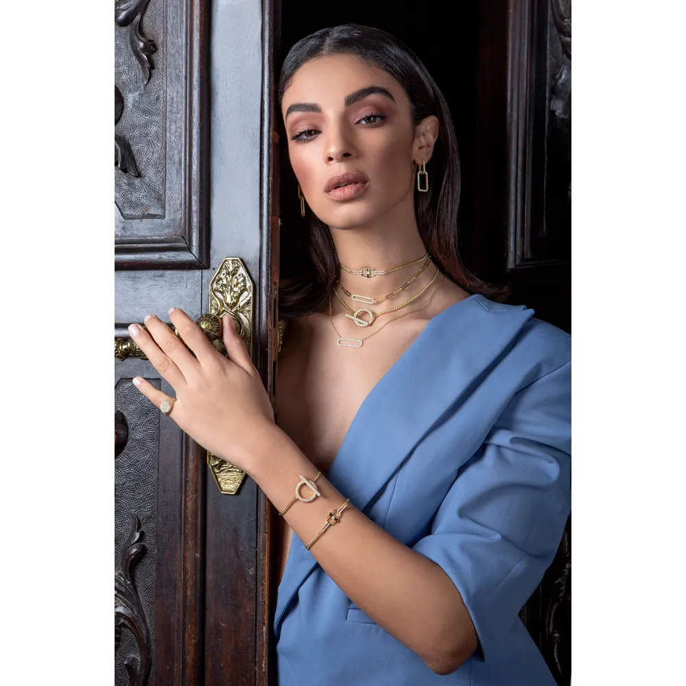 LAURA P. Κολιέ Vintage 925 Ασήμι Επιχρυσωμένο με Ζιργκόν CL0060GB