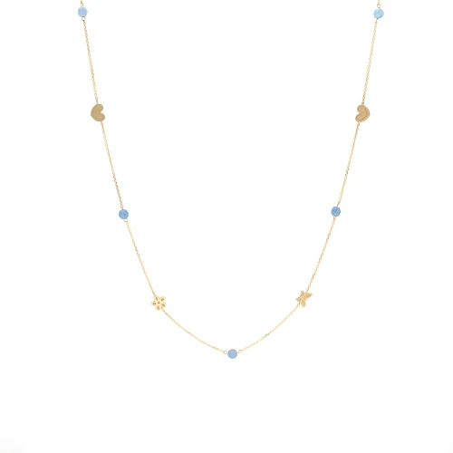 14Κ Χρυσό Κολιέ με διάφορα σχέδια και Χαλκηδόνιο M001547