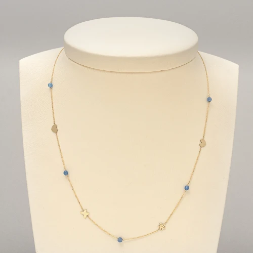 14Κ Χρυσό Κολιέ με διάφορα σχέδια και Χαλκηδόνιο M001547