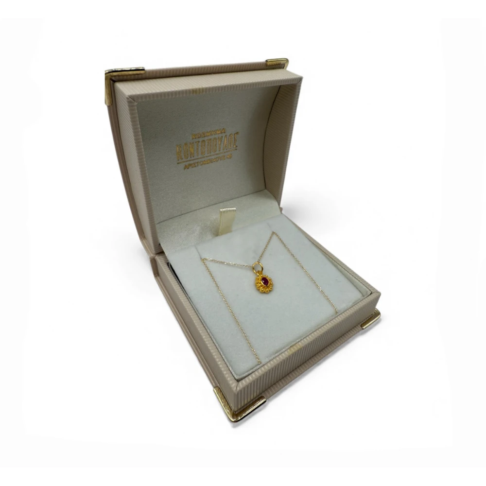 18Κ Χρυσό Χειροποίητο Μενταγιόν Με Ρουμπίνι M1020RB025