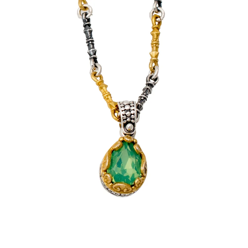 DIMITRIOS EXCLUSIVE 925 Ασήμι Μενταγιόν με Swarovski πέτρα και τρίχρωμη αλυσίδα M48