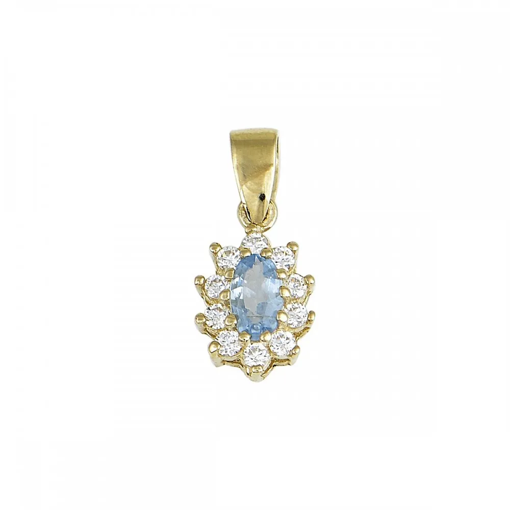 14K Χρυσό Μενταγιόν με Μπλε και Λευκά Ζιργκόν M7009-0