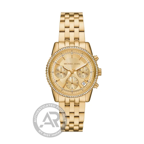 MICHAEL KORS Ritz με Χρυσό Μπρασελέ από Ανοξείδωτο Ατσάλι και Ζιργκόν MK7530