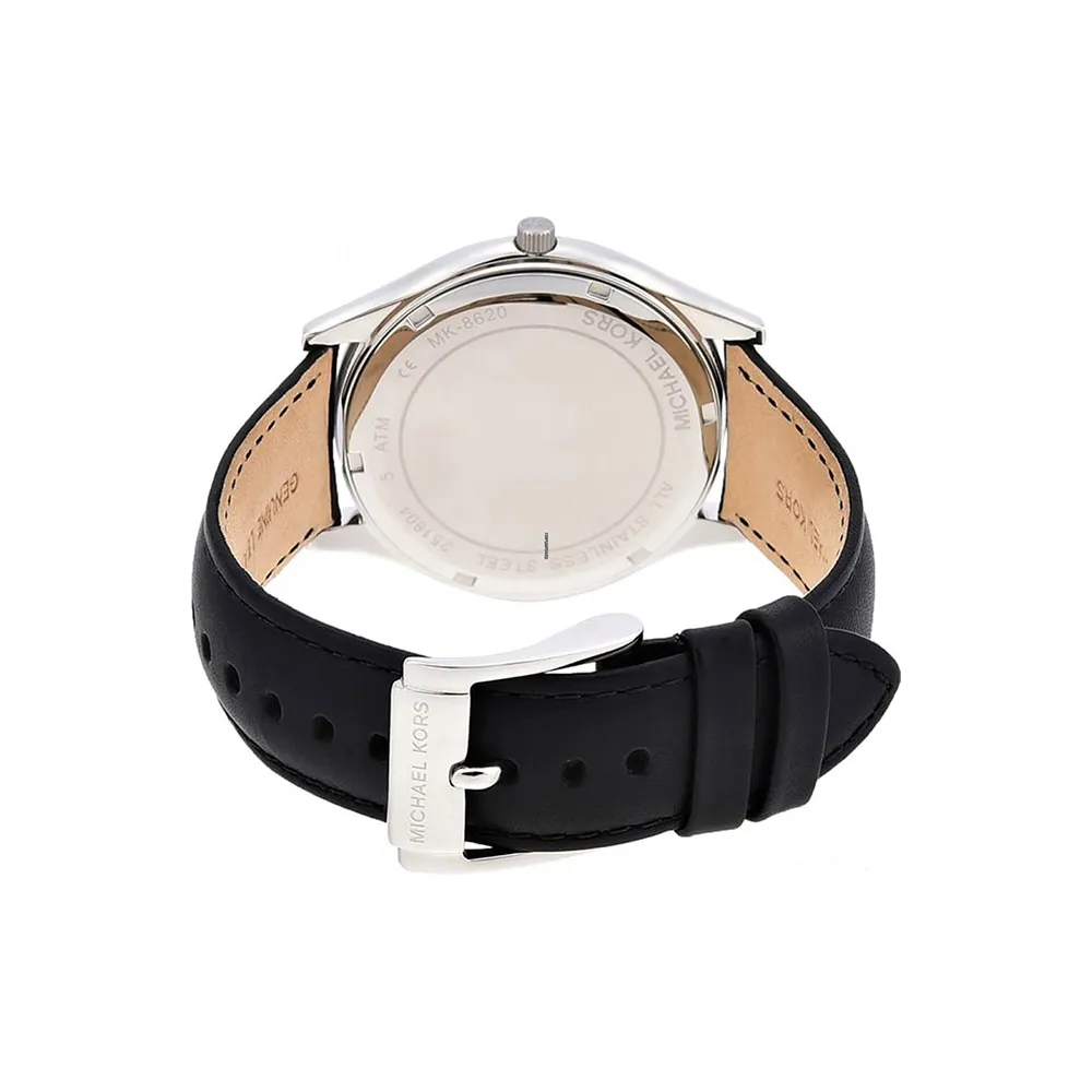 MICHAEL KORS Slim Runway Black Leather Strap MK8620