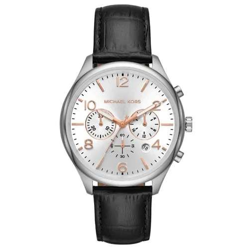 MICHAEL KORS Merrick Chronograph Black Leather Strap MK8635