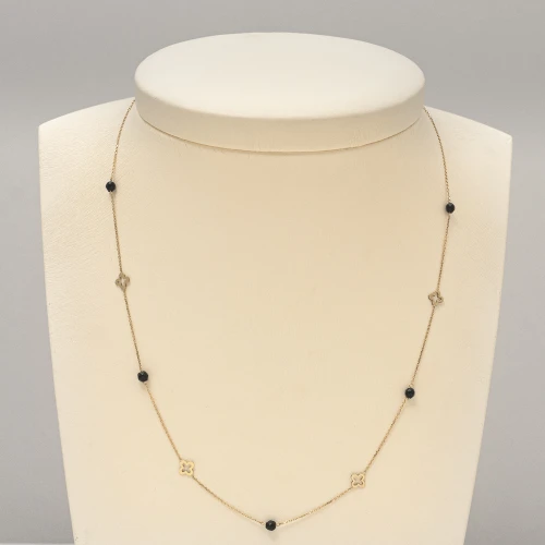 14K Χρυσό Κολιέ με Σταυρούς και Όνυχα M001540