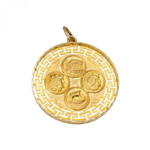 14K, Χρυσό Μενταγιόν με Αρχαιοελληνικές Παραστάσεις, MT078K1