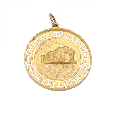 14K, Χρυσό Μενταγιόν με Αρχαιοελληνικές Παραστάσεις, MT078K1
