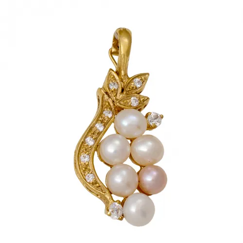 14K Χρυσό Μενταγιόν με Μαργαριτάρια & Ζιργκόν MT740K1