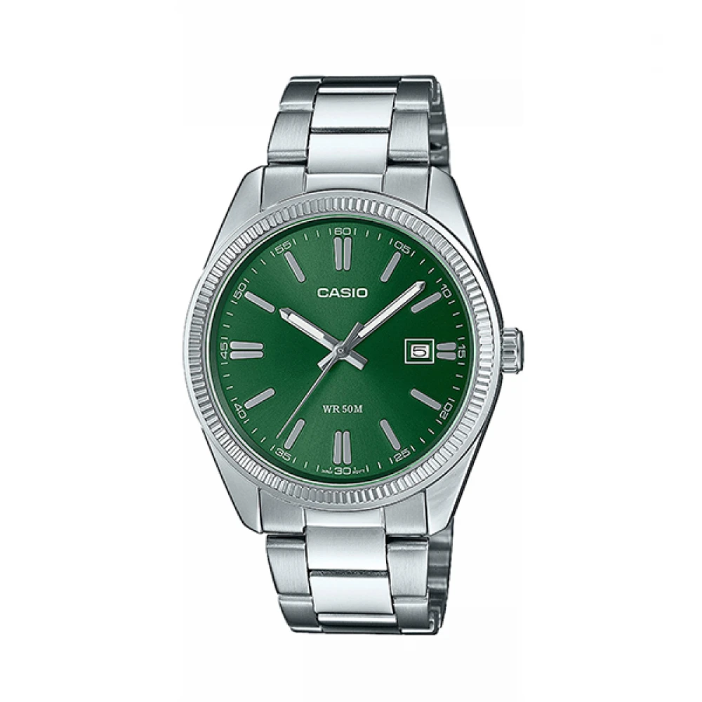 CASIO Standrart με Ασημί Μπρασελέ από Ανοξείδωτο Ατσάλι MTP-1302PD-3AVEF