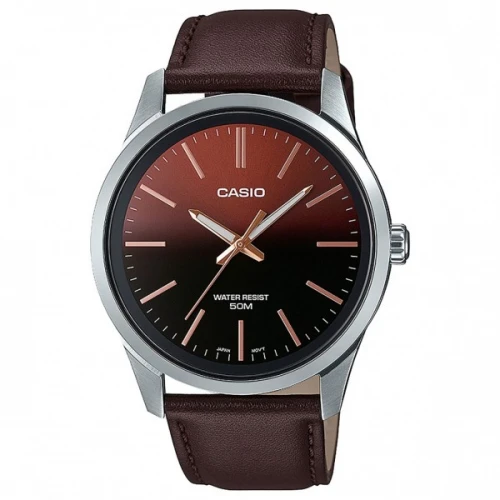 Casio Collection με Καφέ Δερμάτινο Λουράκι MTP-E180L-5AVEF