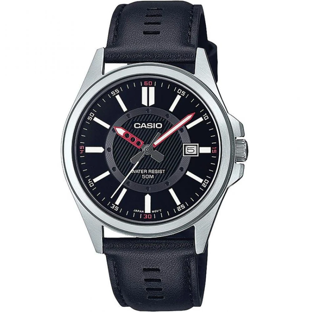 CASIO Collection με Μαύρο Δερμάτινο Λουράκι MTP-E700L-1EVEF