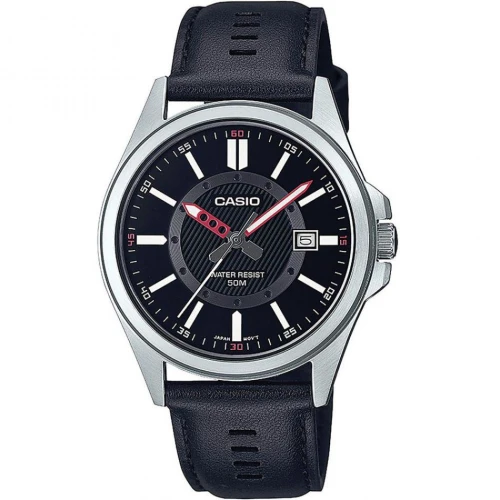 CASIO Collection με Μαύρο Δερμάτινο Λουράκι MTP-E700L-1EVEF